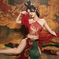 在飛比找蝦皮商城優惠-鳳凰透視唐裝 中式 中國風 紅色肚兜 情趣 改良旗袍 性感睡