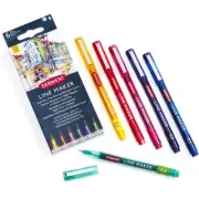 NEW Derwent Graphik Linemaker Assorted Colours Pack 6 0.3mm Line Maker Draw