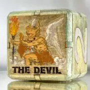 TAROT／THE DEVIL - Backgammon Doubling Cube - 36mm. Handmade. One of a kind.