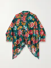[La DoubleJ] La DoubleJ - Foulard Asymmetric Floral-print Silk-twill Shirt - Multi - x large x large Multi