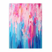 Pink Blue Dripping Color Art Painting Canvas Print