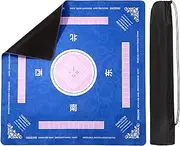 Mahjong Mat with Carrying Bag, 32"x32" Non-Slip Mahjong Learning Mat for Table, Noise Reduction Mahjong Table Cover Mat Square, Table Mat for Mahjong, Tile Games, Dominoes, Blue(Mat Only)
