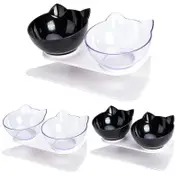 Double Cat Bowl Pet Bowls Stand Dog Elevated Feeder Food Water Raised Lifted