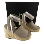 Marc Fisher Medium Natural Nelly Leather Ultra-High Wedge Heels | Size 11