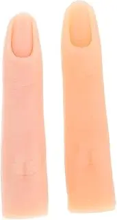 WOONEKY 2pcs Silicone Nail Practice Finger Models Realistic Fake Finger for Manicure Training Dual Skin Tones for Home Salon Use Durable Flexible Nail Art Tool