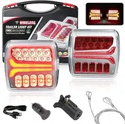 Wireless Trailer Lights - Towing Light Rechargeable Magnetic LED Trailer Light Kits for Towing Truck Waterproof Tow Lights Kit with Anti-lost Wire Rop
