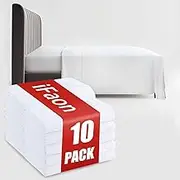 Bulk Full Flat Sheets Only 10 Pack Basic White Flat Sheet Soft Breathable Hypoallergenic Color Coded Hem Threads for Hotel Bedding Wholesale 81x96 inches Machine Washable