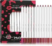 Matte Lip Liner Pencil - Waterproof Lips Contour Set of 12, Smudge Resistant Lip Shaping Tools | Everyday Nude Lips Colors for Women, Lightweight Lipliner Kit for Beauty and Cosmetic Use