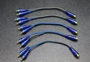 5 PCS RCA WIRE BLUE GRAY Y SPLITTER 1 FEMALE 2 MALE CAR HOME AUDIO BLS