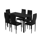 Artiss Dining Chairs and Table Dining Set 6 Chair Set Of 7 Black