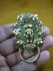 (E-835) Teddy bear with grapes vines oval Eyeglass pin pendant ID badge holder
