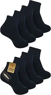 [Zaccai] Men's Ankle Socks Casual Lightweight Cotton Socks (4 Pairs), 4 Black, One Size