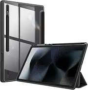 [MOOISVS] Case for Galaxy Tab S9 Ultra/S10 Ultra14.6,Hard Crystal Clear Black Shell. Flexible Soft TPU Bumper with Pen Holder-Slim Folding Stand Folio Cover Fits SamsungTab S9 Ultra/S10 Ultra,Black