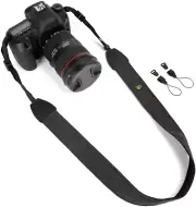 Black Canvas Camera Strap Neck Shoulder Strap with Quick Release Buckles