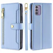Zipper Wallet Leather Shockproof Phone Case For Nokia G42, With Long And Short Strap