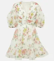 [Zimmermann] Zimmermann Floral pleated minidress AU 6 white