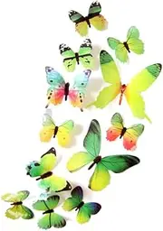 12 PCS 3D Butterfly Wall Stickers Removable Decals Kids Nursery Wedding Decor, 2.36-4.72 Inches, with Adhesive & Magnet