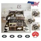 Adventure-Ready Bear Print Comforter Set - Stylish Full Size Bedding for Girls