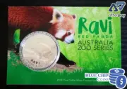 2018 UNC $1 1oz RAVI RED PANDA AUSTRALIA ZOO FROSTED SILVER COIN ON CARD