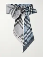 [Burberry] Burberry - Checked Silk Scarf - Gray - One size One size Gray
