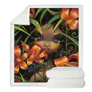 Gothic Art the Language of Flowers Tiger Lily Girl Throw Blanket