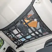 Car Ceiling Cargo Net Pocket Storage Net,29.5"x19.7" Adjustable D-Buckle to Reduce Sagging Car Roof Storage Organizer,Double-Layer Mesh SUV Travel Long Road Trip Camping Interior Accessories