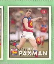 1996 AFL SELECT STICKER #82 STEPHEN PAXMAN, FITZROY LIONS