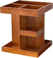 FashionCha 360 Degree Rotating Makeup Organizer Cosmetic Storage Box Accessories Wooden Makeup Holder Makeup Organizer