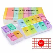 2 Pack 7 Day weekly Pill Box Organizer Am Pm Large Compartment Travel Size