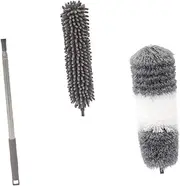 KOMBIUDA 1 Set Telescopic Duster Brush Bendable Microfiber for Car Electronics Furniture Reusable Dust Cleaner for Home Office Use