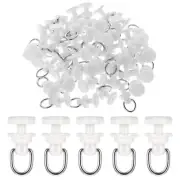50 Pcs Plastic Shower Curtain Hooks Ceiling Curtain Track Hooks Curtain Slide...