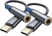 USB Type C to 3.5mm Female Headphone Jack Adapter, Aux to USB C Audio Dongle Cable Cord Compatible with iPhone 15 Pro Max/15 Plus/15 Pro/15, iPad Pro, MacBook, Samsung Galaxy S24 S23 S22 S21 Ultra Ect