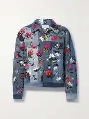 [ASHISH] ASHISH - Embellished Embroidered Patchwork Denim Jacket - Blue - medium medium Blue