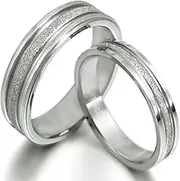 [Gemini] Groom & Bride Matching Couple Titanium Wedding Engagement Rings Set 6mm & 4mm Width Men Size : 8