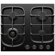 Electrolux 60cm UltimateTaste 500 4 Burner Gas Cooktop Black Ceramic Glass. EHG645BE