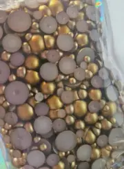 CraftbuddyUS 1000pcs x Mixed FlatBack GOLD Pearls(3 4 5 6 8mm) Half Round , DIY