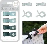 All4Ella Baby Blanket Stroller Clips (4 Pack) | Hooks Muslin to Stroller | Australian Baby Product | Infant/Toddler | Charcoal/Sage