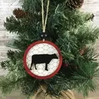 Cow Rustic Farm Christmas Ornament with Laser-Cut Chicken Wire Pattern