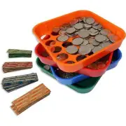 COIN SORTING TRAYS 4 TRAYS AND 40 COIN WRAPPERS INCLUDED POUR & SHAKE, NEW