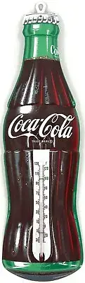 Vintage COCA COLA Bottle Tin Thermometer TCA - 17" Tall - NEW OLD STOCK!