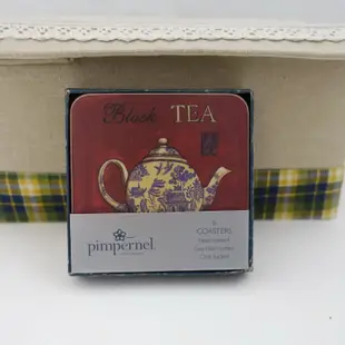 英國名牌 Portmeirion 軟木塞 杯墊 black tea 復古 藝術餐墊 特厚 6個1組