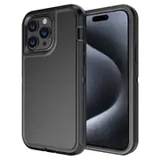 For Apple iPhone 15 Pro Case Drop Resistant Defender Tradies Heavy Duty Rugged Shockproof Tough Cover (Black)