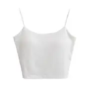 Plain Padded Crop Cami Top White - S