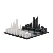 SKYLINE CHESS Chess Set Acrylic New York vs Los Angeles with Wood Hatch Board in Black at Nordstrom