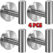 4 Pack Silver Towel Hooks Wall Mount Heavy Duty for Bathroom Kitchen Door