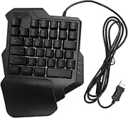 One Handed Wired Gaming Keyboard, 35 Keys Half Hand Gaming Keyboard with 7 Color RGB Backlight, Portable Mini Ergonomic Mechanical Keypad with Wrist Rest for PC Gamers