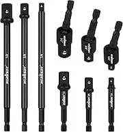 HORUSDY 9-Piece Impact Drill Socket Adapter Set and Universal Joints Socket Set, 1/4" 3/8" and 1/2" Driver Socket Adapter, Power Drill