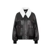 [Khaite] Khaite-Black Shellar Lamb Skin Jacket-Donna XS STAND
