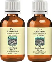 Pure Linseed Oil (Linum usitatissimum) Natural Therapeutic Grade Cold Pressed (Pack of Two) 100ml x 2 (6.76 oz)