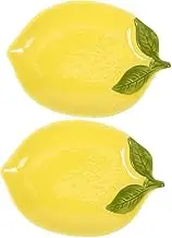 FUNNETOYU 2pcs Ceramic Lemon Shaped Serving Dish Decorative Appetizer Plate for Home Restaurant Versatile Food Tray for Snacks Desserts Fruits Elegant Dining Experience
